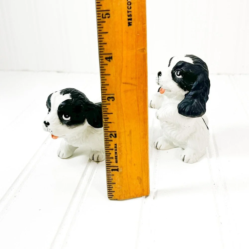 Vintage Black and White‎ Puppy Figurine Set of 2